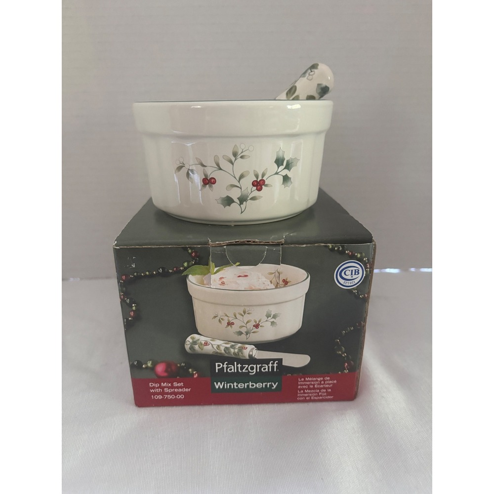 Pfaltzgraff Winterberry Dip Mix Set Ceramic Bowl and Spreader 109-750-00